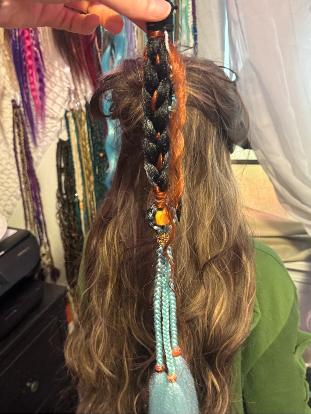 Bohemian Braided Hair Wrap Accessory with Turquoise Beads - Unbranded - Picture 2 of 10